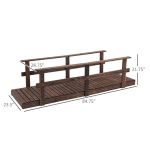 English Elm Outsunny 7' Wooden Garden Bridge With Safety Rails - Charming Footbridge For Ponds, Streams & Walkways W2225P174529-GIGA