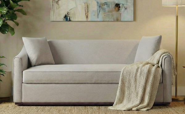 English Elm Modern Chenille Three Seater Sofa with Rubberwood Base and Wrap Around Arms for Living Room Grey N763S000110E