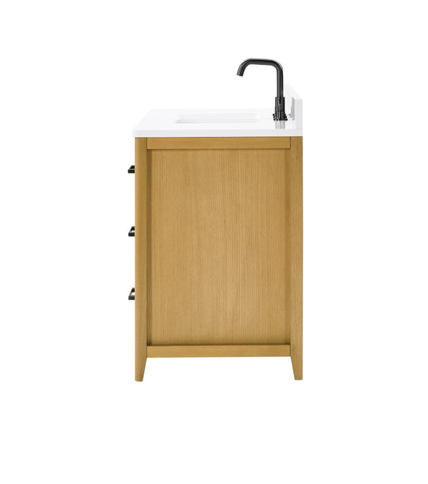 English Elm 36 Inch Solid Wood Bathroom Vanity with Built-in Power Station and Soft-close Drawers W2316P380508
