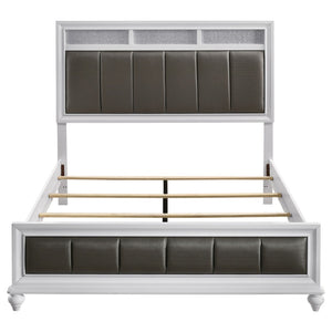 English Elm Talia Queen Panel Bed - White & Grey Upholstered Design With Metallic Accents For Modern Elegance B062S01079-GIGA