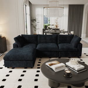 English Elm Pixel Modern Modular Sofa - Stylish L-Shaped Corduroy Sectional For Cozy Living Room Comfort B341S00033-GIGA