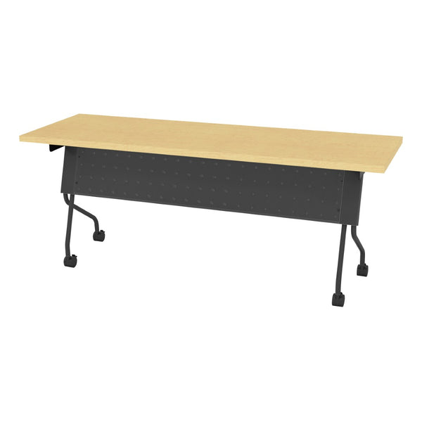 OSP Home Furnishings 6' Nesting Training Table Flip Top Laminate Surface with Locking Casters for Offices Maple 84226TP