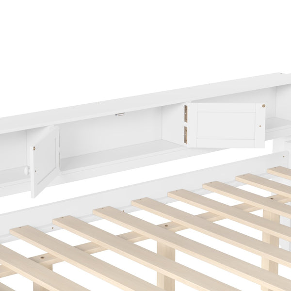 English Elm Twin Daybed Pine Frame with Trundle Desk Hutch Shelves and Storage for Kids Rooms White W1580S00461
