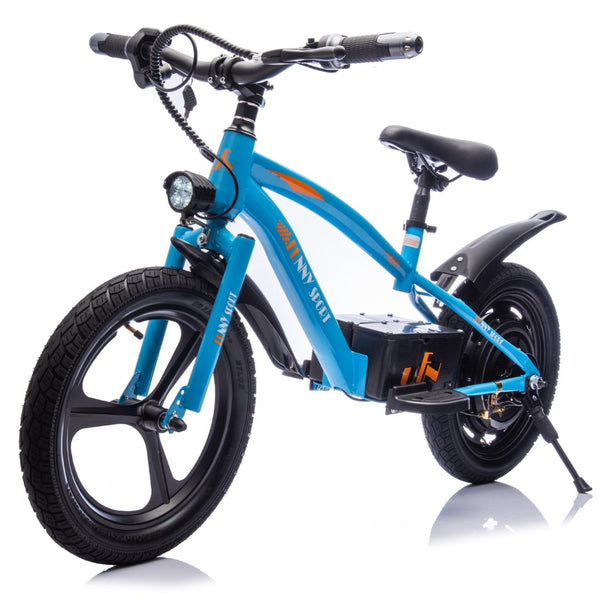 English Elm 24v Kids Electric Dirt Bike 300w Motor 16in Pneumatic Tires Adjustable Seat Ages 5 to 12 Blue W1578P335445