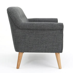 English Elm Love Seat with Button Tufted Back Rolled Arms Tapered Legs Mid-century Modern Style N771P202672D