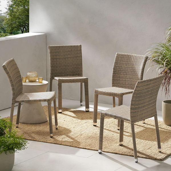 English Elm Christopher Knight Home® - LARACHE Aluminum Framed Armless Rattan Dining Chair – Stackable, Weather-Resistant, Lightweight Design Grey 37.01 L x 29.13 W x 18.5 H N776P261516C