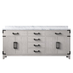 English Elm White Oak Double Bath Vanity 72" W With Carrara Marble Top - Elegant Storage & Soft-Close Design B2731P259905-GIGA