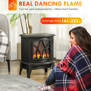 English Elm Homcom 18" Electric Fireplace Stove – Portable Freestanding Heater With Realistic Flame & Safety Features W2225P229139