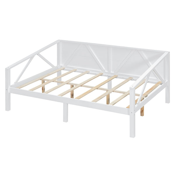 English Elm Twin Daybed Frame Solid Pine Sofa Bed for Guest Room Studio or Teen Bedroom White N708P266726K
