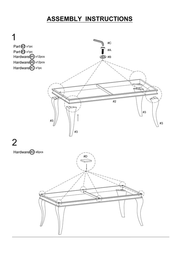 English Elm Glam Stainless Steel Coffee Table with Beveled Tempered Glass Top and Elegant Cabriole-Style Legs Silver,White 55 L x 30 W x 4 H B011S01176