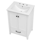 English Elm 24" Bathroom Vanity With Sink, Bathroom Vanity Cabinet With One Drawer and Doors, Solid Wood and Mdf, White