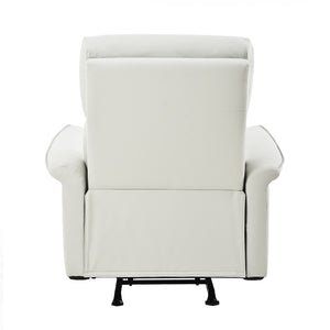 English Elm Manual Rocker Recliner Chair In Soft Pu Leather - Space-Saving Comfort For Nurseries & Living Rooms W1028S00048