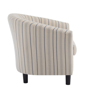 English Elm Christopher Knight Home® - Barrel Upholstered Striped Accent Chair Beige/Blue – Channel-Stitched Fabric, Solid Wood Legs, Cozy Elegance N776P237265S