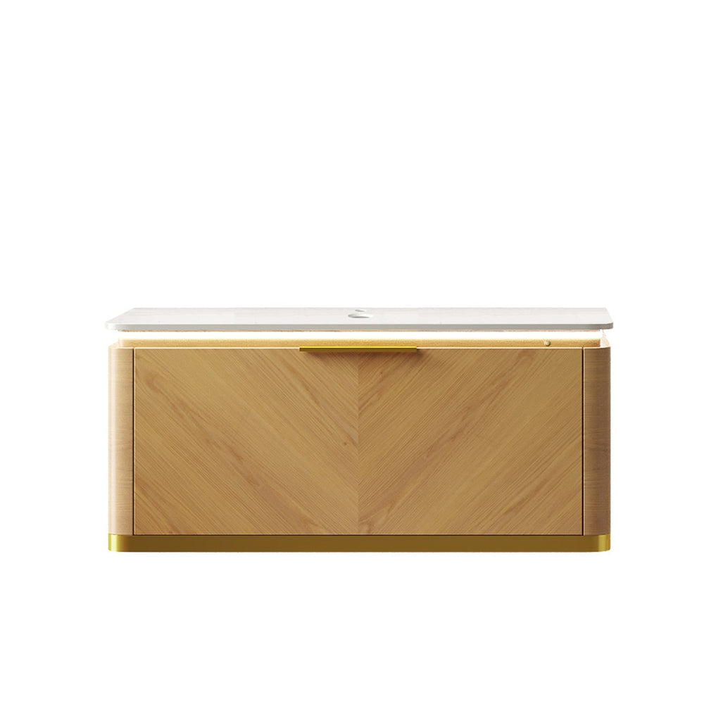 English Elm 36" Muri Oak Woodgrain Plywood Bathroom Vanity Cabinet with Soft Close Doors W2615P330751