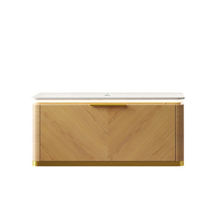 English Elm 36" Muri Oak Woodgrain Plywood Bathroom Vanity Cabinet with Soft Close Doors W2615P330751
