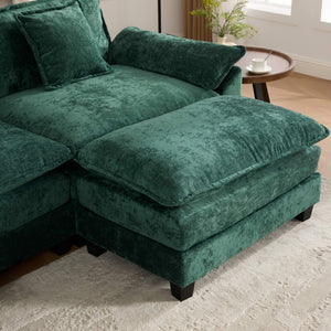 English Elm Cloud Sofa Single Seat Ergonomic Modular Sectional with Double-Layer Cushion & Breathable Chenille Green W1143S00033
