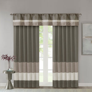 JLA Home Madison Park - Polyoni Pintuck Curtain Panel with Modern Stripes, Fully Lined Drapery for Privacy and Soft Light Natural MP40-2221