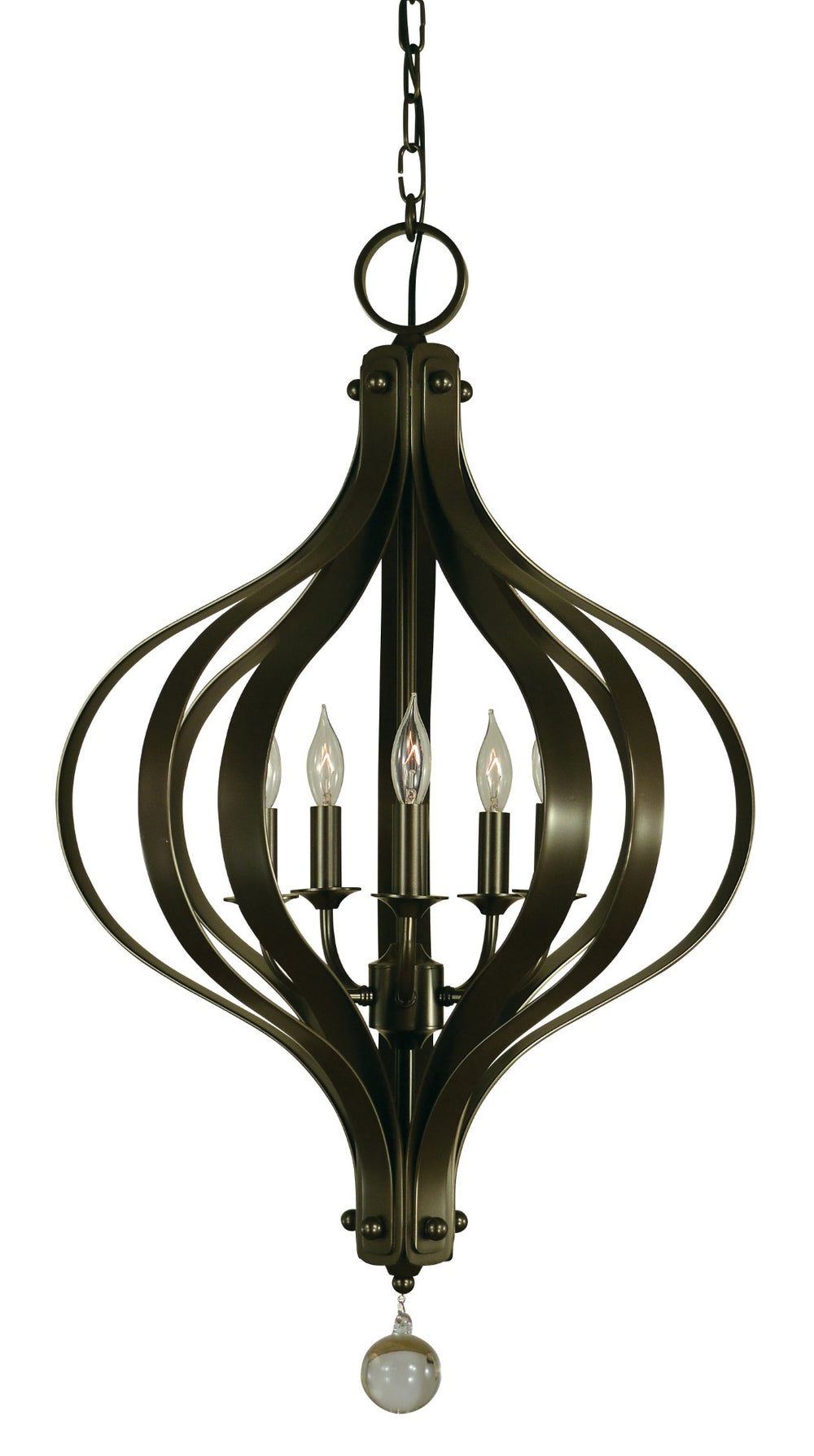 Framburg 5-light Elegant Aries Chandelier - Handmade American Design With Fluid Shape And Striking Depth Mahogany Bronze Metal 4585 Mb