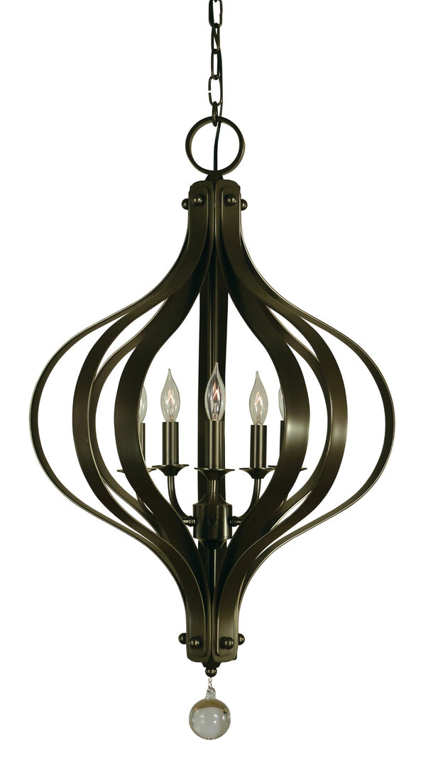 Framburg 5-light Elegant Aries Chandelier - Handmade American Design With Fluid Shape And Striking Depth Mahogany Bronze Metal 4585 Mb