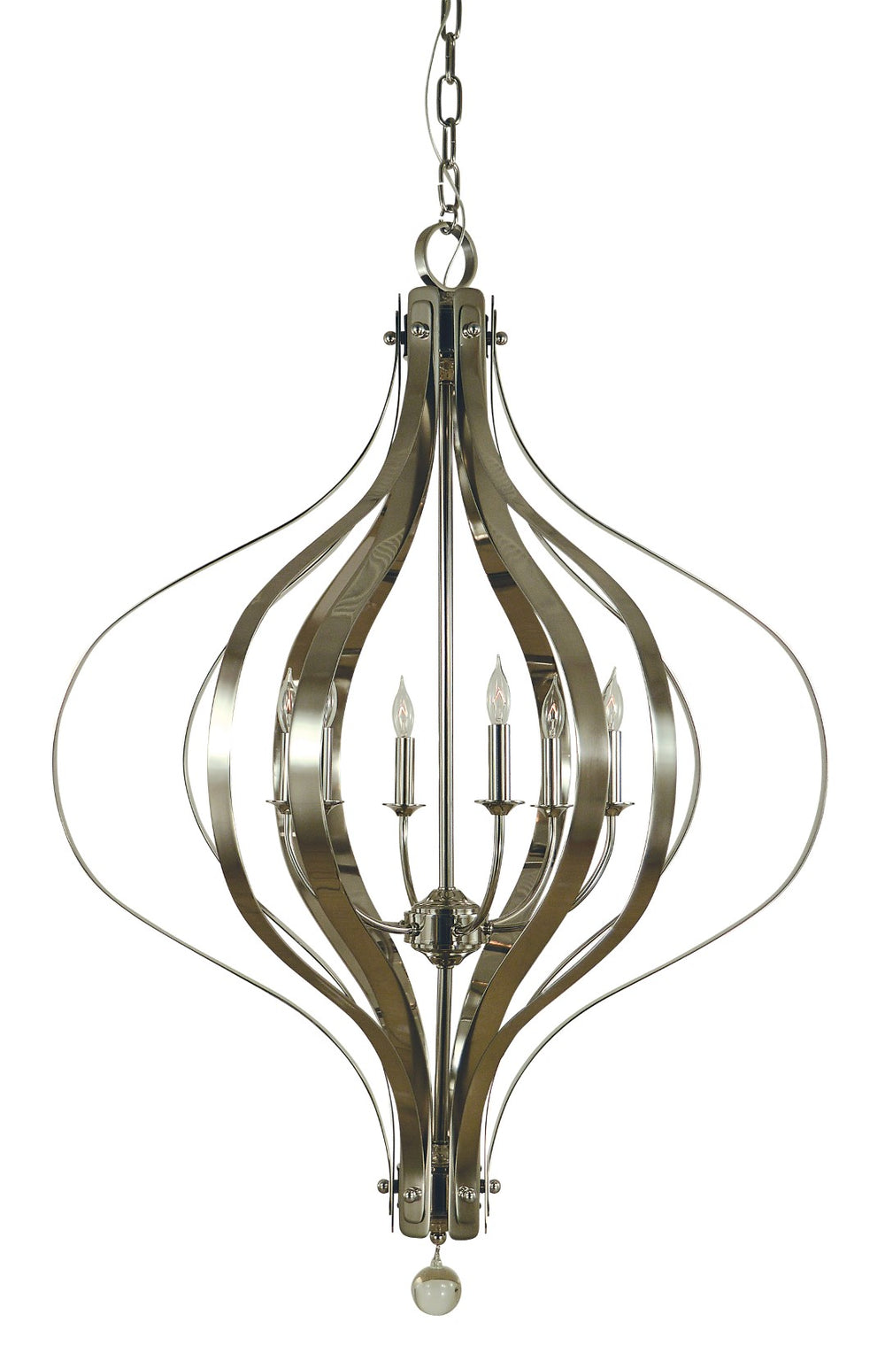 Framburg 6-light Aries Chandelier - Elegant Handcrafted Design With Double Metal Strapping For Any Space Polished Nickel Metal 4586 Pn