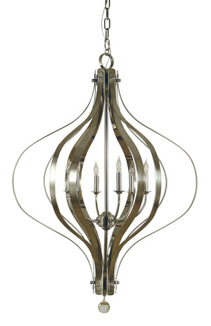Framburg 6-light Aries Chandelier - Elegant Handcrafted Design With Double Metal Strapping For Any Space Polished Nickel Metal 4586 Pn