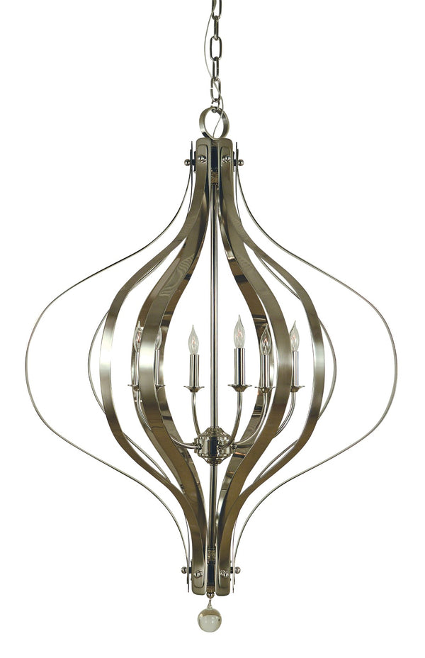 Framburg 6-light Aries Chandelier - Elegant Handcrafted Design With Double Metal Strapping For Any Space Polished Nickel Metal 4586 Pn