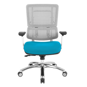 OSP Home Furnishings White Mesh Ergonomic Manager Chair with Lumbar Support and Adjustable Arms for Office Blue 99661W-7