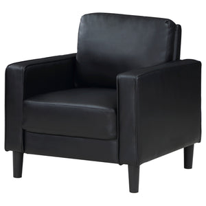 English Elm Farallone Upholstered Track Arm Accent Chair in Leatherette with Tapered Feet and Plush Support Black B062P299958