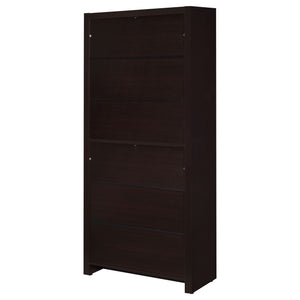 English Elm Maureen Cappuccino 5-Shelf Bookcase with Drawer — Warm Espresso-Toned Display Shelves & Hidden Storage Elegance B062P331099