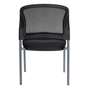 OSP Home Furnishings Titanium Frame Stackable Office Visitor Chair with Mesh Back and Padded Ergonomic Seat Coal 86724R-30