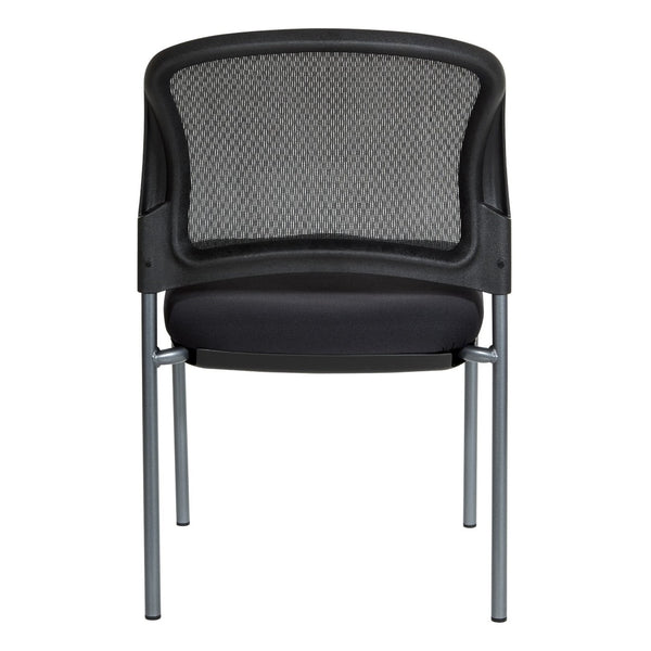 OSP Home Furnishings Titanium Frame Stackable Office Visitor Chair with Mesh Back and Padded Ergonomic Seat Coal 86724R-30