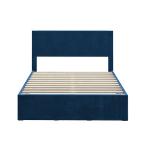 Sloan Pleated Velvet Platform Storage Bed Modern Upholstered Bedroom Frame