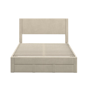 Sloan Pleated Velvet Platform Storage Bed Modern Upholstered Bedroom Frame