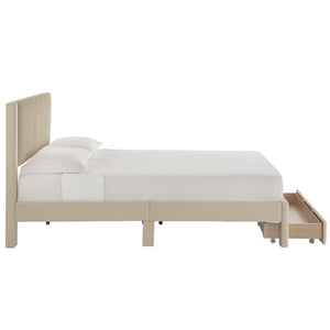 Sloan Pleated Velvet Platform Storage Bed Modern Upholstered Bedroom Frame