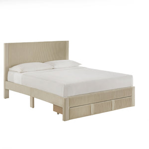 Sloan Pleated Velvet Platform Storage Bed Modern Upholstered Bedroom Frame