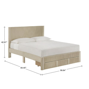 Sloan Pleated Velvet Platform Storage Bed Modern Upholstered Bedroom Frame