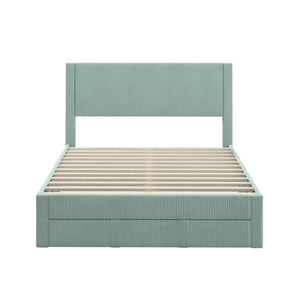 Sloan Pleated Velvet Platform Storage Bed Modern Upholstered Bedroom Frame