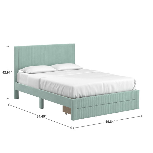Sloan Pleated Velvet Platform Storage Bed Modern Upholstered Bedroom Frame