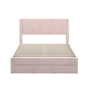 Homelegance Sloan Pleated Velvet Platform Storage Bed Modern Upholstered Bedroom Frame Pink 458BQ-PKV