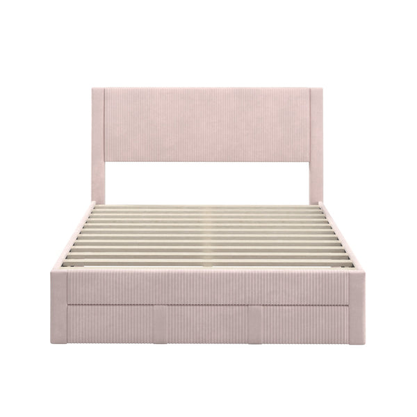 Homelegance Sloan Pleated Velvet Platform Storage Bed Modern Upholstered Bedroom Frame Pink 458BQ-PKV