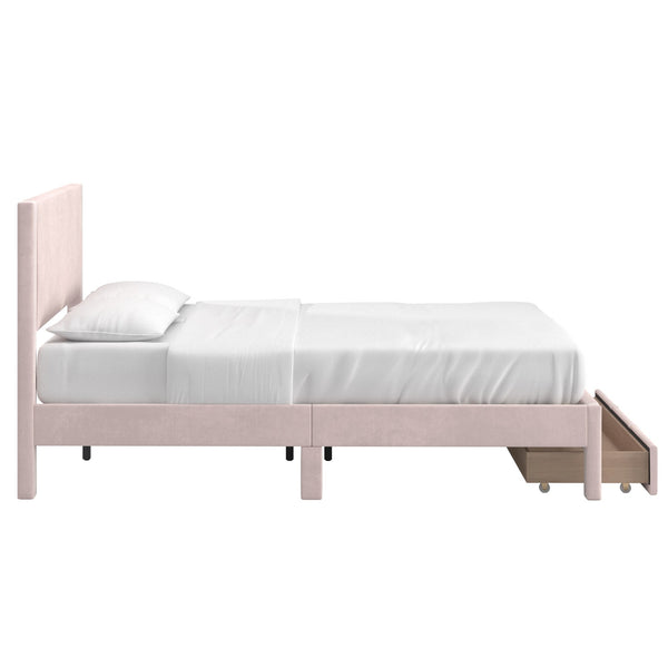Sloan Pleated Velvet Platform Storage Bed Modern Upholstered Bedroom Frame