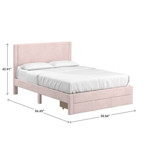 Sloan Pleated Velvet Platform Storage Bed Modern Upholstered Bedroom Frame