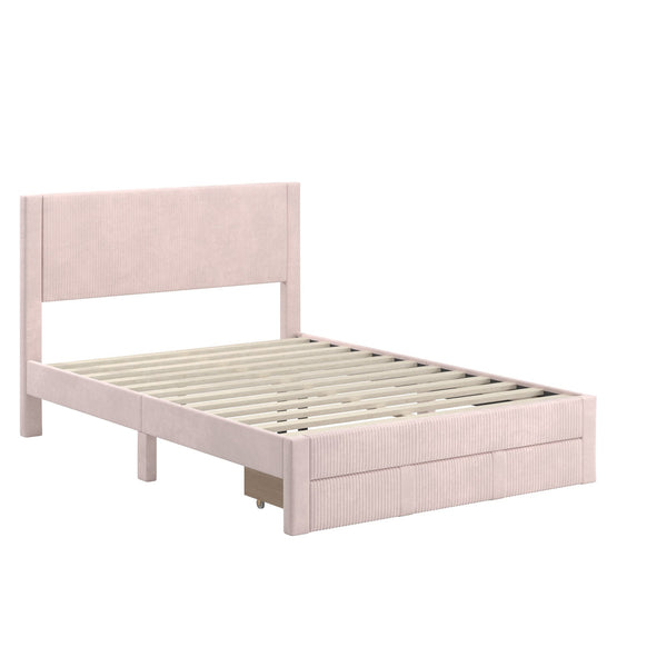 Sloan Pleated Velvet Platform Storage Bed Modern Upholstered Bedroom Frame