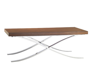 Lexington Loren Modern Cocktail Table With Walnut Veneer And Polished Stainless Steel For Chic Living Spaces Cashmere  458-945c