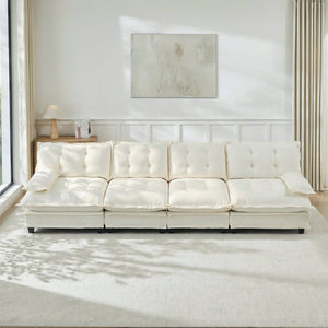 English Elm 138" Modular Cloud Sectional Sofa Deep Seat Chenille Upholstery for Living Room W714S01681