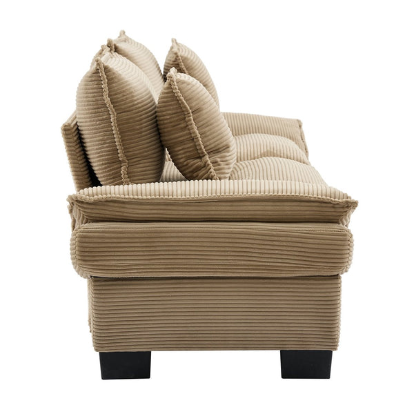 English Elm Corduroy Modern Sofa Sleeper Loveseat with Double-Layer Cushions, Two Pillows, Sturdy Frame 84" khaki W676P227338