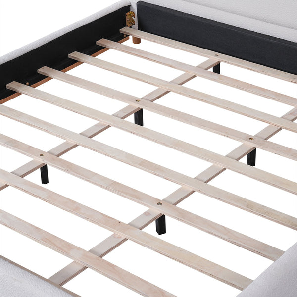 English Elm Christopher Knight Home® - King Size Bed Frame – Elegant Boucle Upholstered Headboard, Solid Wood Base, Easy Assembly, White Finish N757K327027W