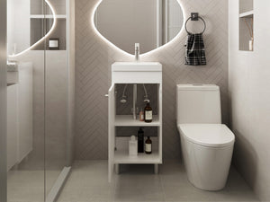 English Elm Waterford Compact Bathroom Vanity with Integrated Sink and Spacious Cabinet for Small Bathrooms White B092P329251