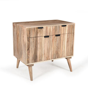 English Elm Christopher Knight Home® - Stylish Mango Wood 2-Drawer 2-Door Cabinet in Natural Finish — Solid Mango Wood, Rustic Modern Storage N780P234027N