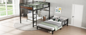 English Elm Full Xl Metal Bunk Bed - Versatile Loft & Platform Configuration With Vintage Wood Accents & Safety W1580S00228